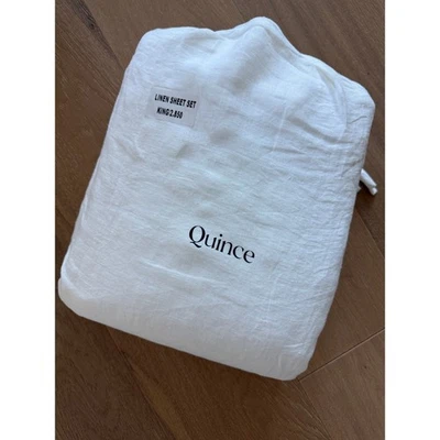 Nuevo Juego de Sábanas de Lino Europeo Quince de Lujo Blanco King Foto 1 de 2