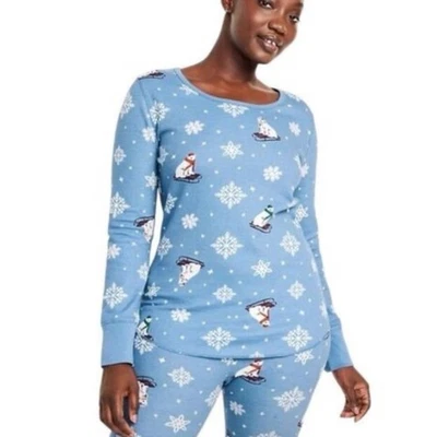 NUEVO Conjunto de Pijama Tejido Gofre Azul Estampado Vacaciones Oso Polar Azul Marino Antiguo Talla Pequeña Foto 1 de 4