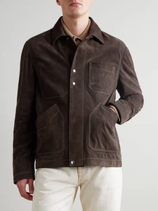 Leather Trucker Jacket for Men Brown Pure Suede Custom Made Size S M L XXL 3XL - Picture 1 of 9