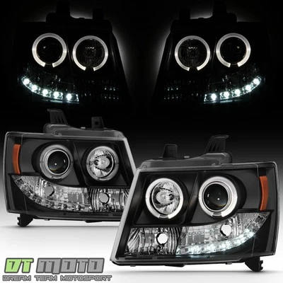 Faros proyectores negros Suburban Tahoe Avalanche Halo 2010 2011 2012 07-14 Foto 1 de 4