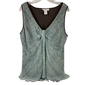 Nine West 100 % Seide Gold Coast Mist Babydoll Tanktop Größe 14W Fee Y2K Neu mit Etikett - Bild 1 von 6