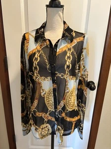 NWT TIMING LOS ANGELES Women Plus Size 1X Multicolor Sheer Long Sleeve Blouse - Picture 1 of 7