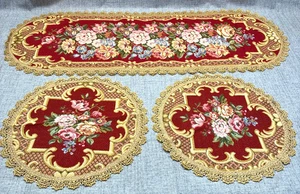 Arazzo ricamato floreale runner da tavolo + tovagliette ruggine oro arazzo Germania - Foto 1 di 13