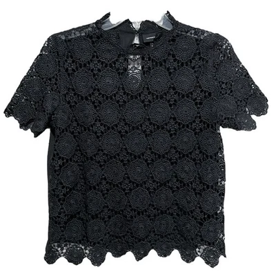 Witchy Who What Wear Sheer Crochet Top Size Small Black Whimsigoth Fairy Goth - Image 1 of 3