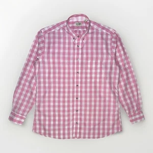 Gitman Bros Italian Poplin Pink Gingham Oxford Sport Shirt Sz L Made in USA - Picture 1 of 9