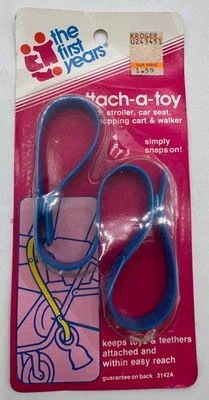 Vintage 1985 The First Years Attach-A-Toy Straps Blue Stroller & Car Seat NOS - Image 1 of 2