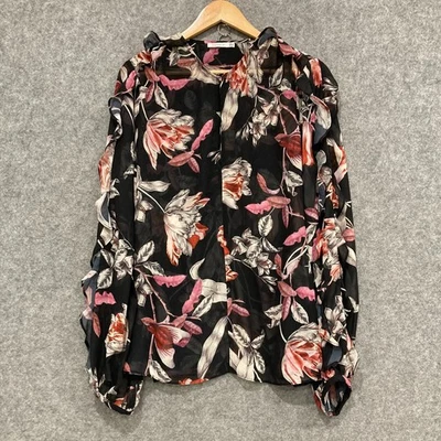 Blusa Cooper St Mujer Talla 14 Multicolor Floral Transparente Manga Larga Top 41713 Foto 1 de 4