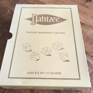 New Yahtzee Bookshelf Edition Deluxe Collectible Linen Board Game Dice Cup
