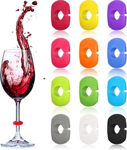 12 Pieces Wine Glass Charms Markers Silicone Drink Markers for Wine Glass Champa - Picture 1 of 7