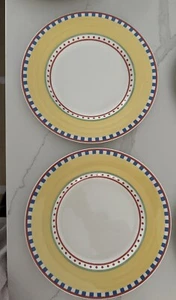Villeroy & Boch TWIST BEA Speiseteller 10 5/8" blau gelb 2er Set Germany - Bild 1 von 8