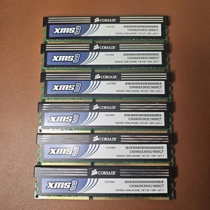 CORSAIR XMS3 1600Mhz 1.65V DDR3 CMX8GX3M2A1600C7 Lot Of 6 - Picture 1 of 2
