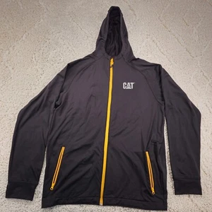 Caterpillar Cat Mens Hoodie Sweatshirt Full Zip Zipper Pockets Size XL Spellout - Picture 1 of 9