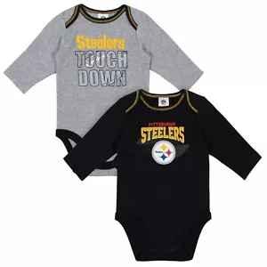 Pittsburgh Steelers Baby Onesie Bodysuit 2 Pk - Gerber NFL Newborn - 18m - Picture 1 of 1