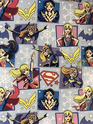DC SUPER HERO GIRLS WRAPPING PAPER FOLDED FLAT GIFT WRAP HOLIDAY 60 SQ. FT. NEW - Image 1 of 3