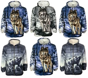 Mens Womens Hooded Fur Sherpa Fleece Animal Print Jackets Thermal EXTRA Thick pa - Picture 1 of 3