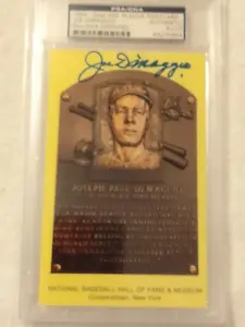 Joe DiMaggio Signed 4x6 New York Yankees Auto HOF Plaque Card PSA/DNA 83275854. - Picture 1 of 2