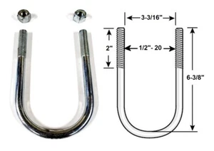 QTY: (4) 1/2" x 20 x 6-3/8" TRAILER SPRINGS AXLES ROUND U- BOLTS WITH LOCK NUTS - Bild 1 von 2
