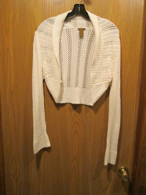 Copper Key Off-White Acrylic Knit Shrug Sweater Open Front SIZE M - Image 1 of 4