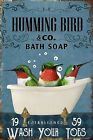 Retro Metal Tin Sign Humming Bird Bath Soap Wash Your Toes Tin Signs Wall Han...