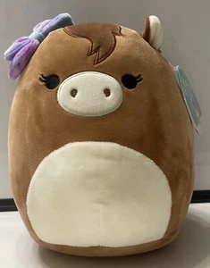 Squishmallow Tomar Pferd 8 Zoll Plüschtier Stofftier braun mit Schleife selten Neu mit Etikett - Bild 1 von 15