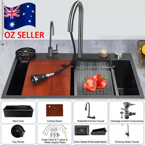 75×45CM Kitchen Sink Multifunctional Waterfall Stainless Steel Basin Bar Sink - Picture 1 of 9