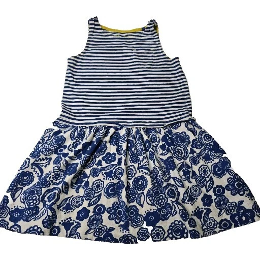 Vestido sin mangas Mini Boden Mix Media estampado niñas 6-7 años azul blanco rayas cachemira Foto 1 de 4