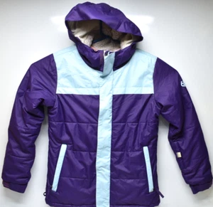 686 Ella Girls XL Winter Ski Jacket Snow Skirt Parka Purple Hood Stain Warm - Picture 1 of 16