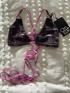 Top de Bikini Chaser Flamencos Mediano NUEVO Rosa Con Cordones Playa Verano Natación Tropical - Imagen 1 de 5