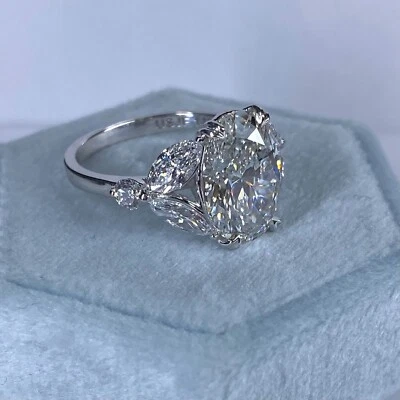 Oval 4.08Ct E-VVS2 IGI Lab Grown Diamond Engagement Ring 14k White Gold 5.63 TCW - Image 1 of 4