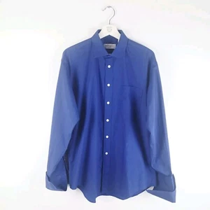 Yves Saint Laurent Mens Shirt Blue XL* 16" Collar Cobalt Pour Homme Vintage YSL - Picture 1 of 22