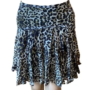Minifalda Marchesa Voyage para mujer talla 6 seda estampado de leopardo volantes hada - Imagen 1 de 14