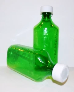 FUNDA de 200 botellas/tapas de almacenamiento de plástico de medicina verde óvalos graduados RX 2 OZ - Imagen 1 de 3
