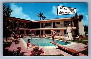 Cartolina Vintage Florida Schubert Efficiency Apartments Hotel Ft Lauderdale - Foto 1 di 2