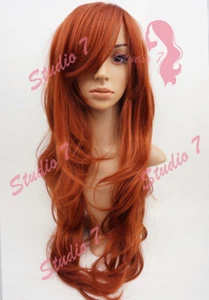 W9 Copper Red Extra Long Synthetic Ladies Wig Layered Natural Wavy studio7-uk - Picture 1 of 7