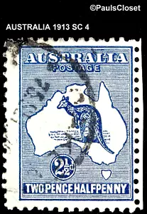 AUSTRALIA 1913 SC 4 KANGAROO & MAP DARK BLUE 2½p USED NO GUM WM 8 P 12 - Picture 1 of 2