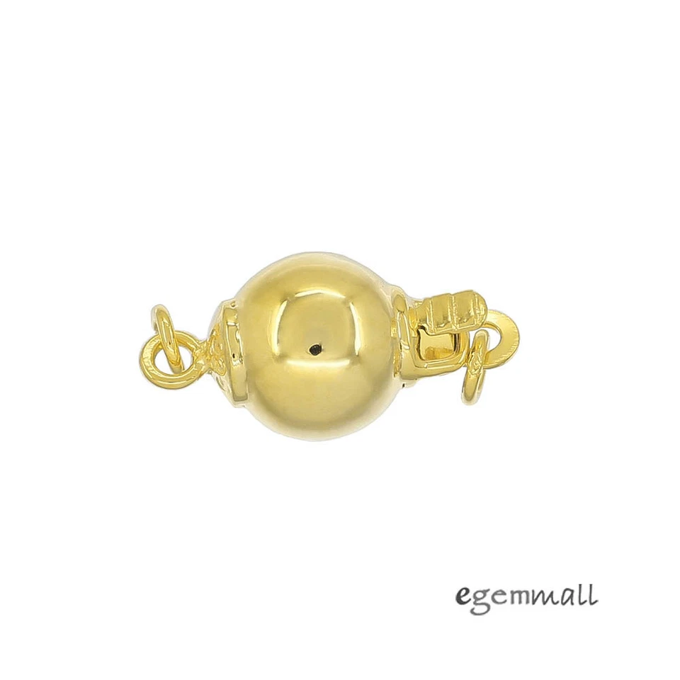 Gold Plated Sterling Silver Round Ball Push Pearl Box Clasp ap. 8mm #99259 - Image 1 of 1
