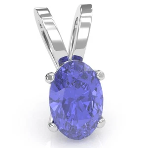 Colgante solitario ovalado de tanzanita en oro macizo de 14 k - Imagen 1 de 20