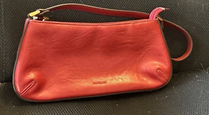 MONDANI Handtasche Kirschrot Glatt Kunstleder Einzel Kurzriemen Geldbeutel Reißverschluss - Bild 1 von 11