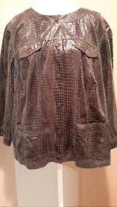 Women's Ruby Rd Black Faux Snakeskin Jacket. Sz 18W. - Picture 1 of 8