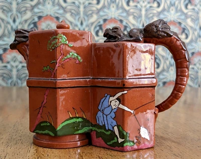 Christopher Dresser Chinoiserie Antique Hexagon Teapot Watcombe Pottery Ceramic - Image 1 of 4