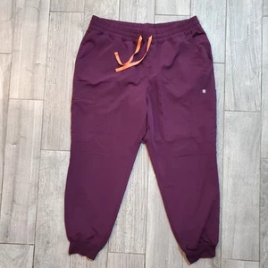 FIGS Uman Womens Relaxed Jogger Scrub Pants XXL 10 Pocket Purple Eggplant 4388 - Picture 1 of 7