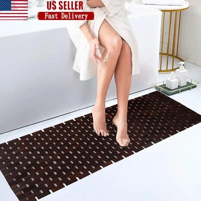 Alfombra de baño de bambú antideslizante impermeable diseño de celosía alfombra de ducha ecológica 1 pieza Foto 1 de 4