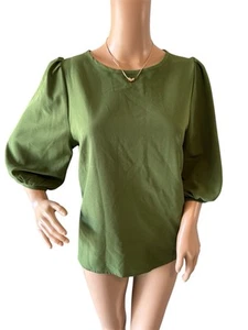 Sheins Women Green Blouse with Ruffled Sleeves Size Medium - Picture 1 of 9