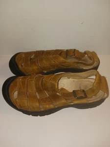 Keen Sandals Brown Leather Fisherman Buckle Closed Toe Mens Size 14 - Picture 1 of 7