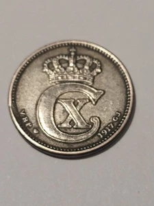 * Denmark * 10  öre  * 1917  * Silver *  Cond.  1+ * - Picture 1 of 2