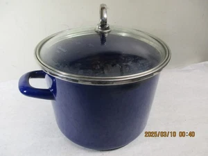 Vintage CHANTAL Cobalt Blue Small STOCKPOT Enamel On Steel with Lid. Nice! - Picture 1 of 4
