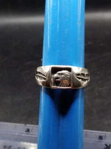 Anello argento sterling sud-ovest aquila tema piuma Navajo firmato misura circa - Foto 1 di 8