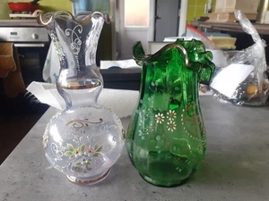 Two lovely victorian glass jug and vase - Picture 1 of 6
