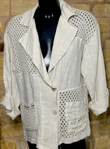 Crafted & Made In Italy Lady’s Bari Button Cotton Lagenlook Jacket 1 Size 8-16 - Picture 1 of 6
