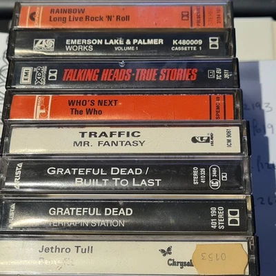 8 Cassette Tapes Traffic,Who,Rainbow,ELP,Tull,Grateful Dead,Talking Heads, 70's  - Image 1 of 4